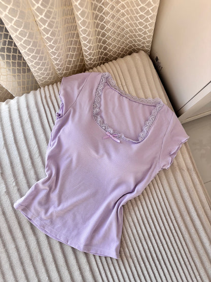 Basic Soft Lace In-built Bra Tops