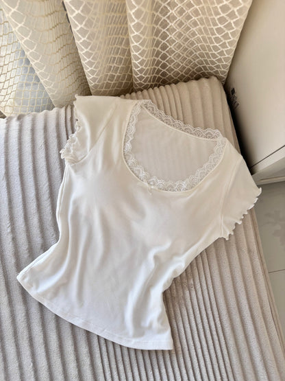 Basic Soft Lace In-built Bra Tops