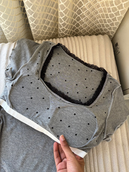 Polka Dot Lace In-built Bra Tops