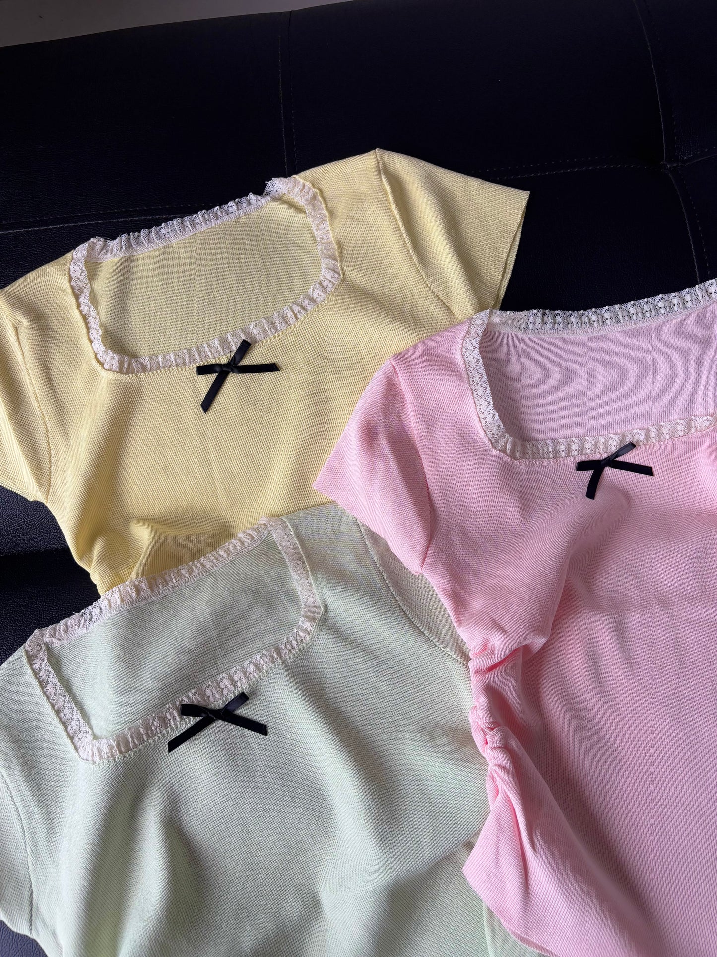 Square neck Korean bow Top