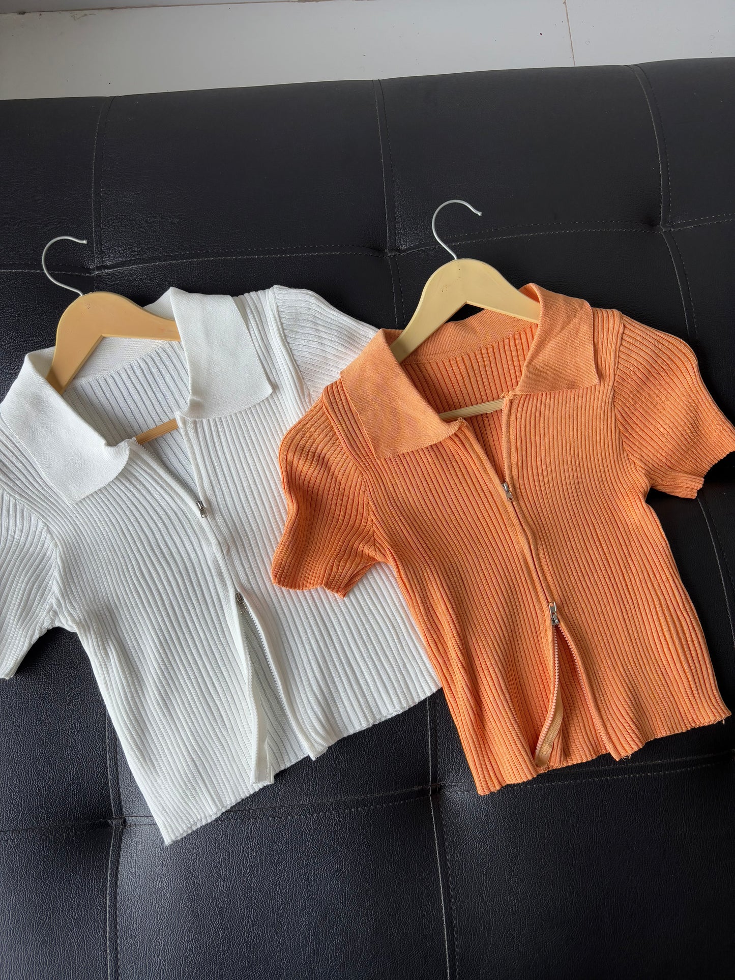 Double zipper Korean top