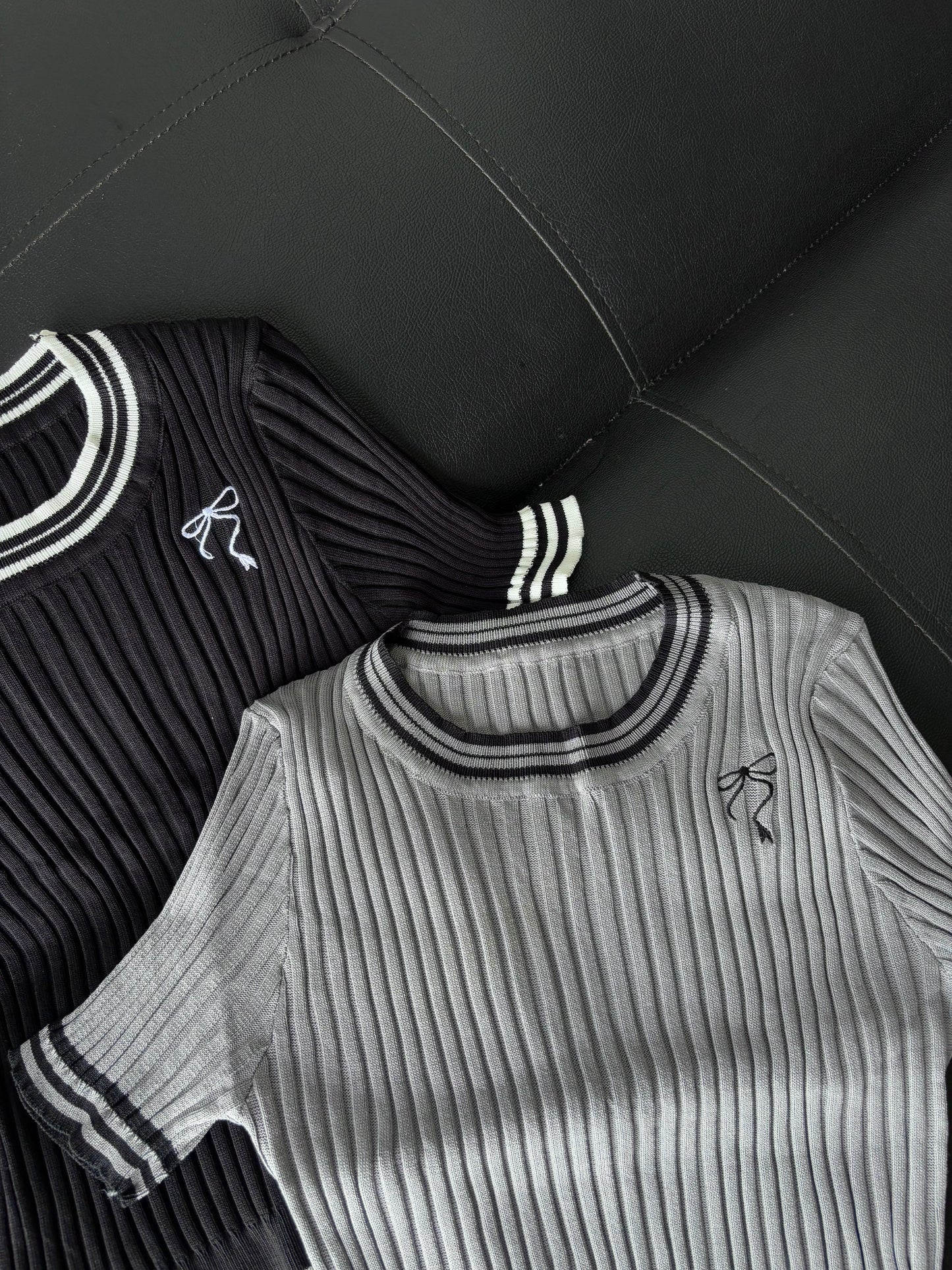 Bow Embroidery Korean top