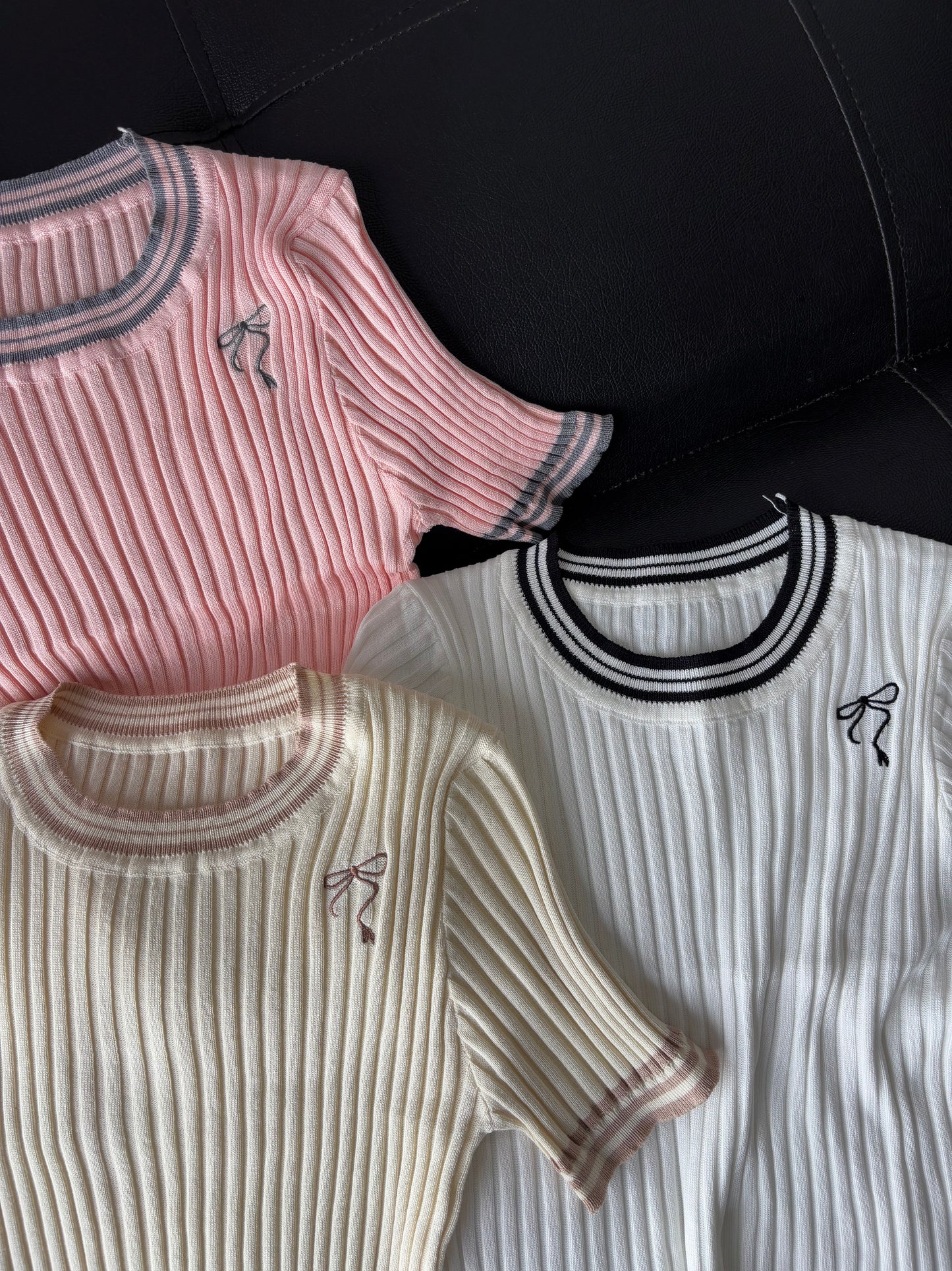 Bow Embroidery Korean top