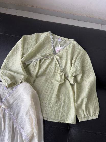 V neck Lace Korean top
