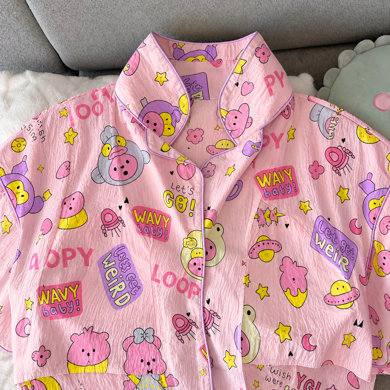 Loopy Pink Padded 3 Piece Night Suit