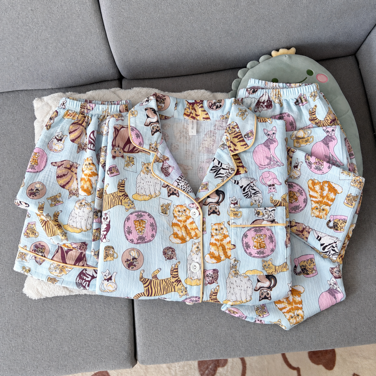 Cat Story Padded 3 Piece Night Suit