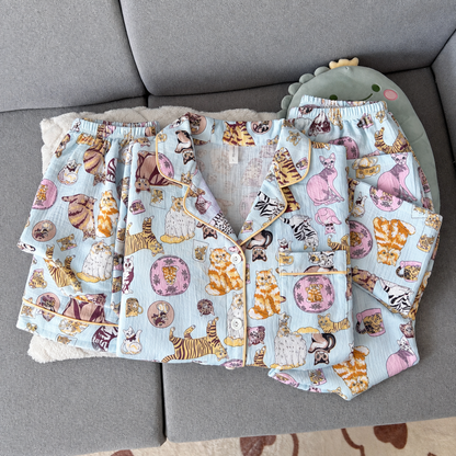 Cat Story Padded 3 Piece Night Suit