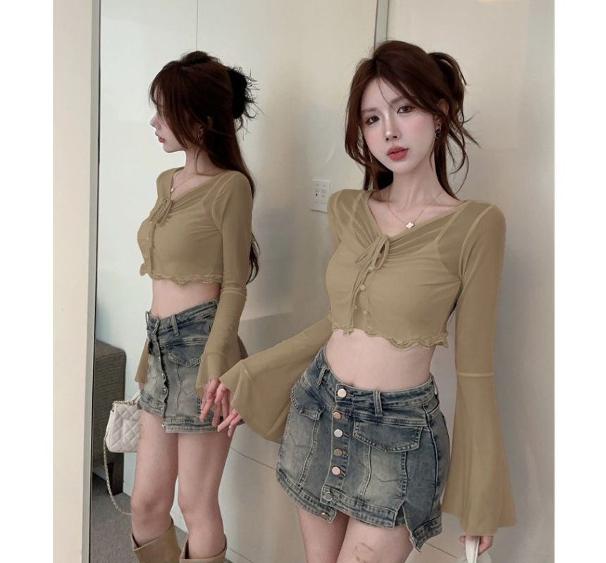 Mesh Cardigan With Inner