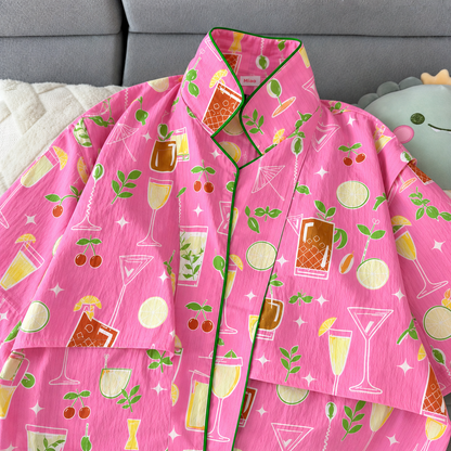 Cocktail Dreams Pink Padded 3 Piece Night Suit