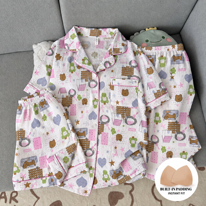 Picnic Teddy Padded 3 Piece Night Suit