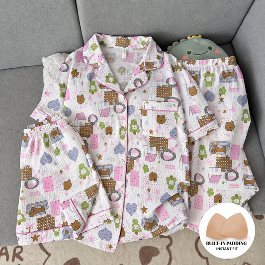 Picnic Teddy Padded 3 Piece Night Suit