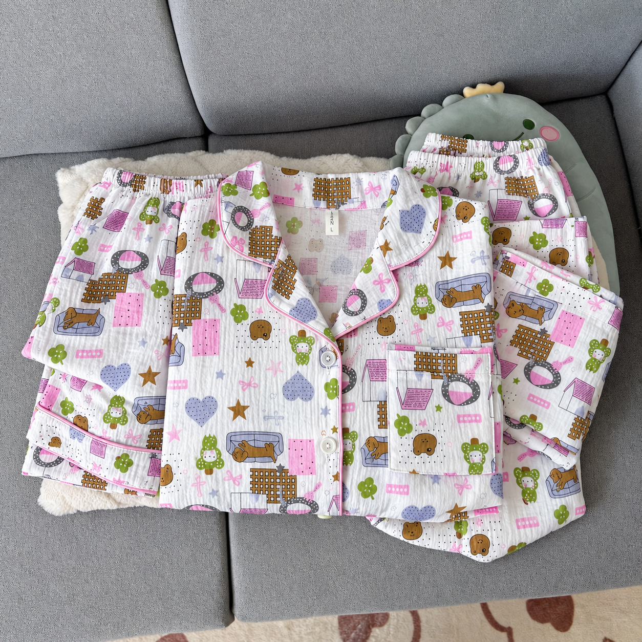 Picnic Teddy Padded 3 Piece Night Suit