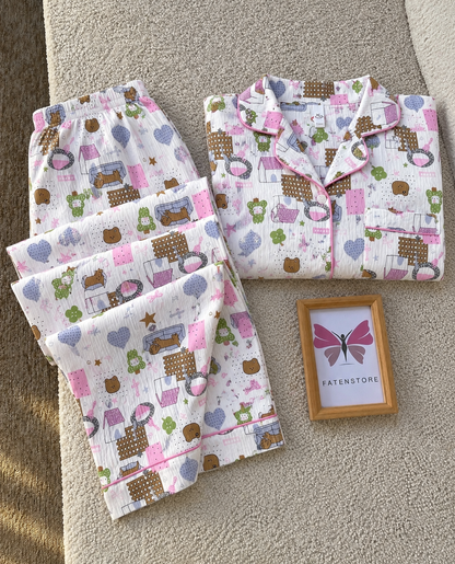 Picnic Teddy Padded 3 Piece Night Suit