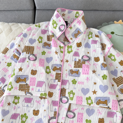 Picnic Teddy Padded 3 Piece Night Suit