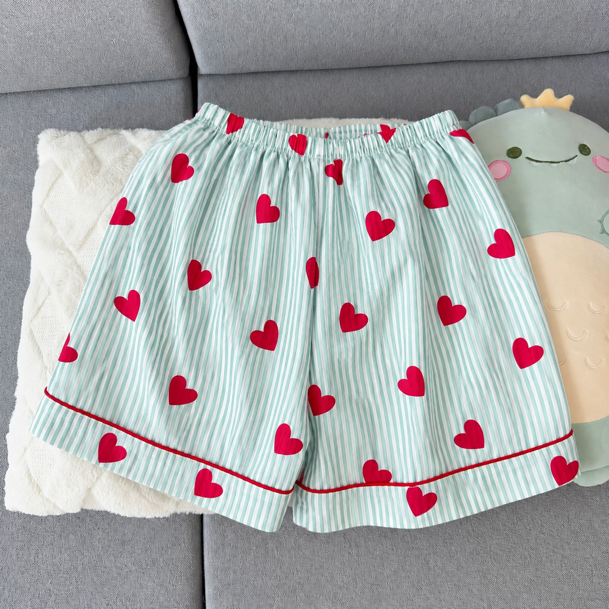 Minty Hearts Padded 3 Piece Night Suit