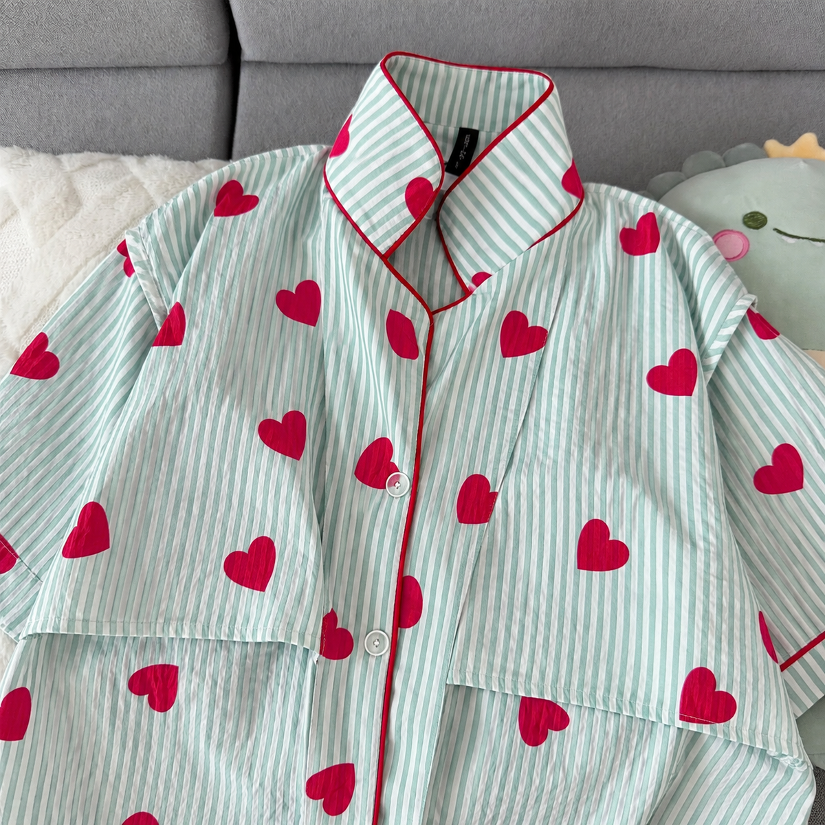 Minty Hearts Padded 3 Piece Night Suit