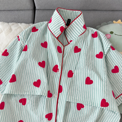 Minty Hearts Padded 3 Piece Night Suit