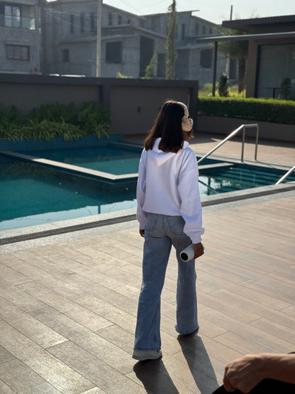 H&M Oversized White Wings Hoodie For Women