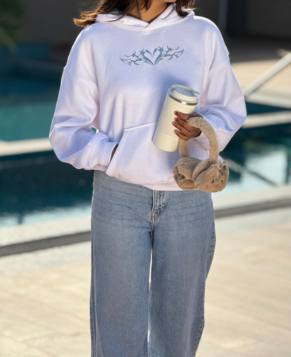 H&M Oversized White Wings Hoodie For Women