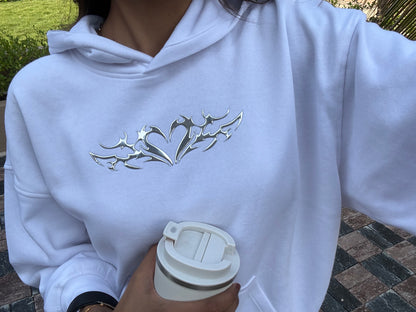 H&M Oversized White Wings Hoodie For Women