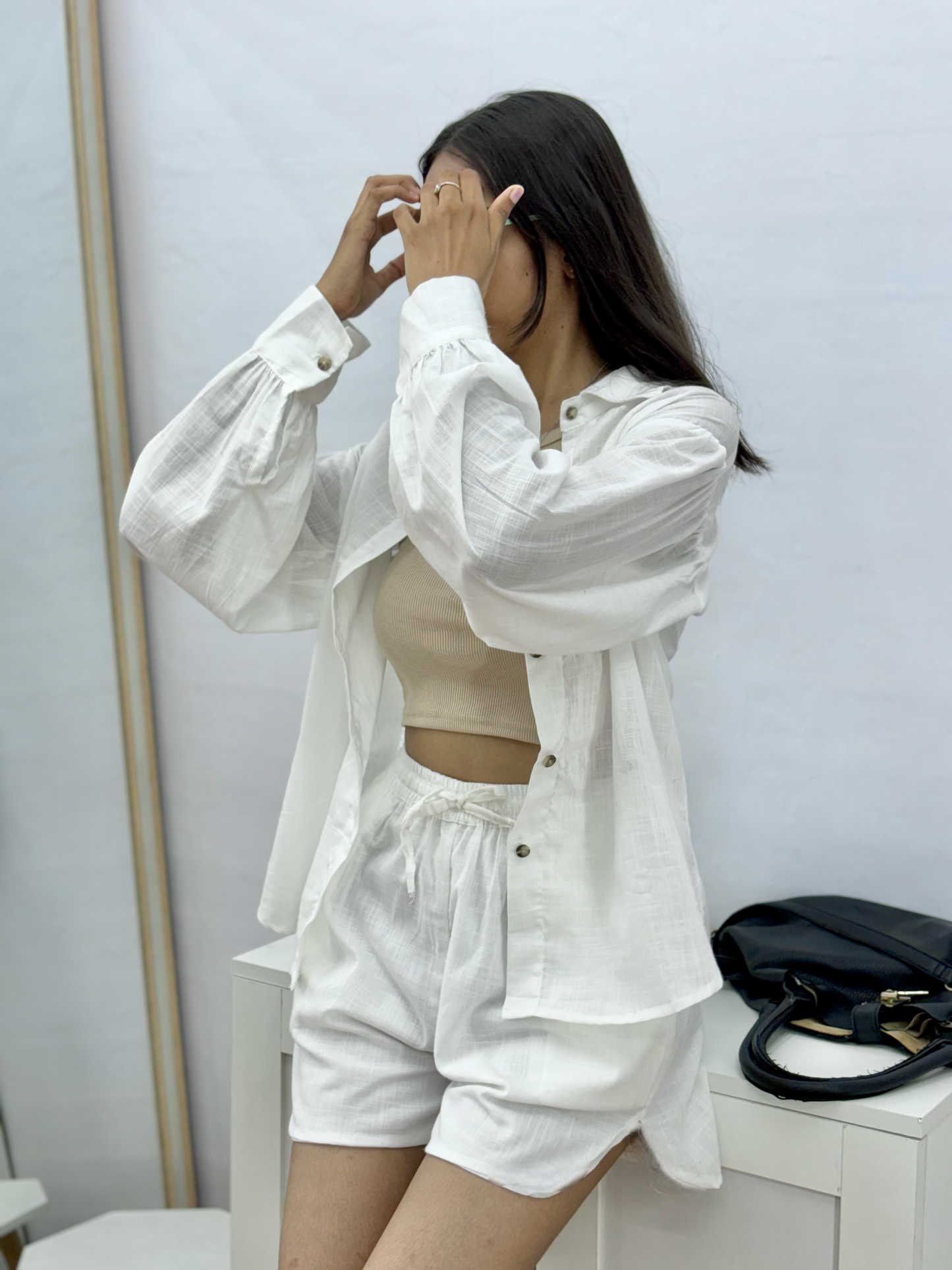 White Solid Casual Cotton Co-Ord Set For Women