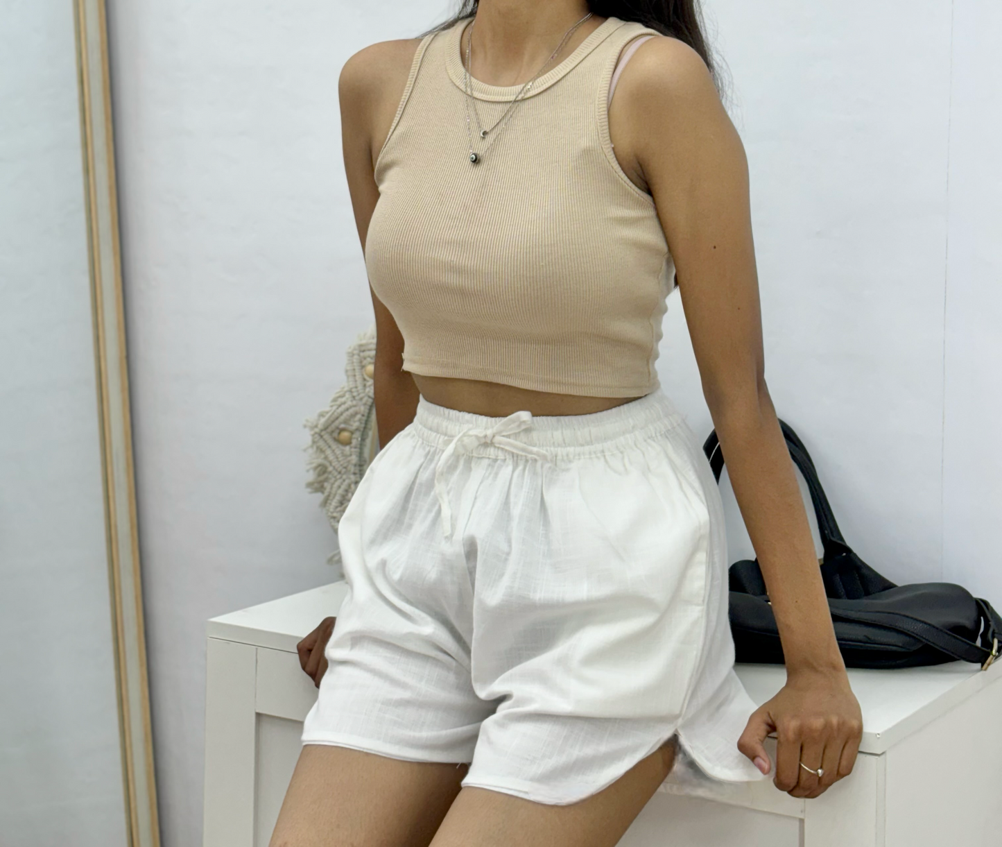 White Solid Casual Cotton Co-Ord Set For Women