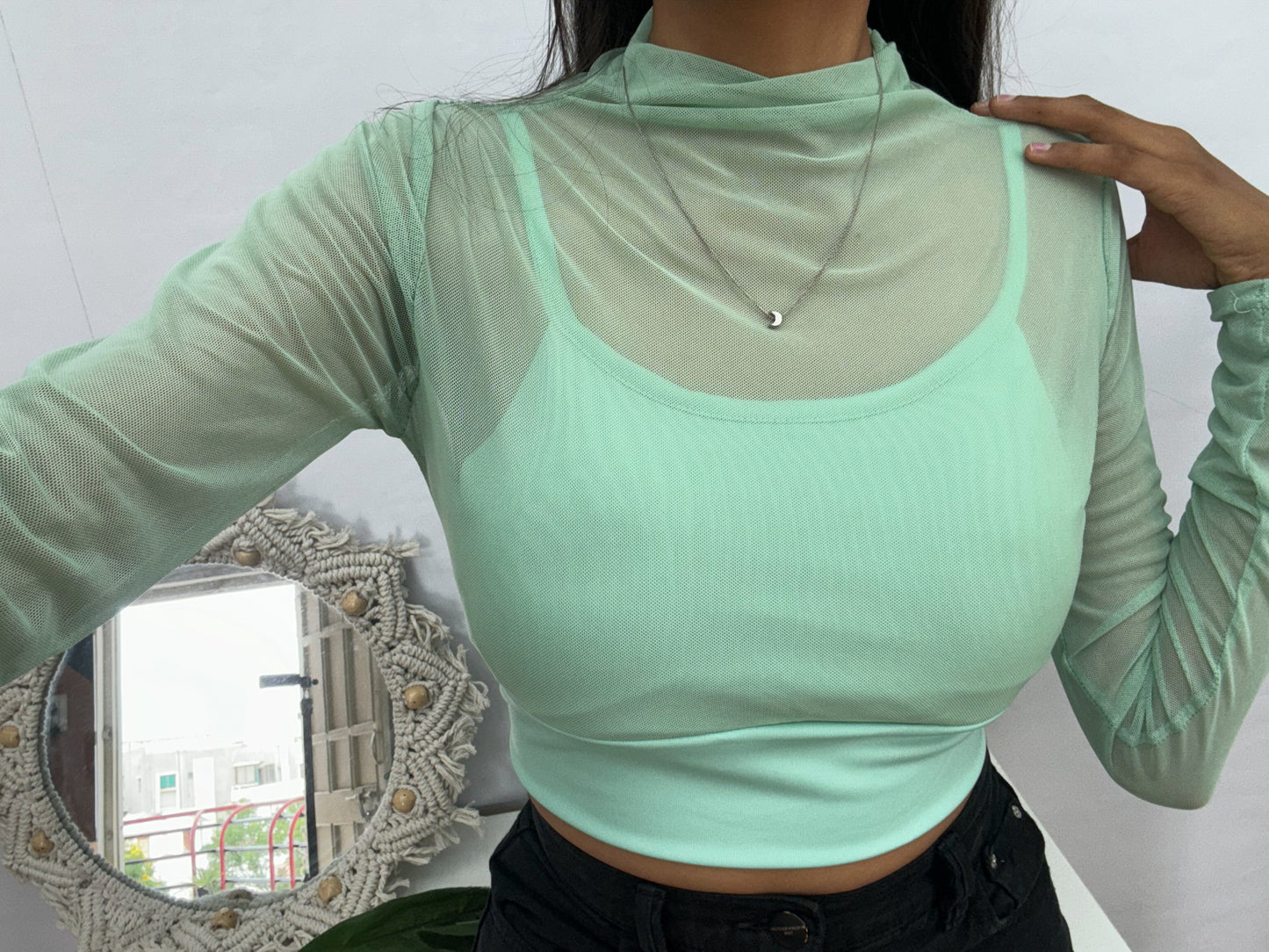 Pista Padded Mesh Top For Women