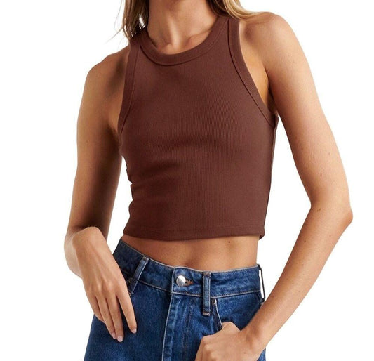 Brown Basic Tank Top For Women