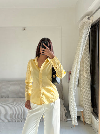 Basic Yellow Fitted Corset Back Shirt
