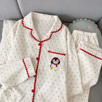 Polka Dot Full Sleeve 2 Piece Night Suit