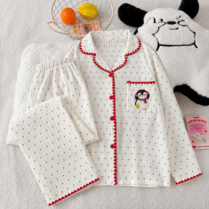 Polka Dot Full Sleeve 2 Piece Night Suit