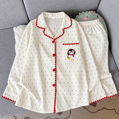 Polka Dot Full Sleeve 2 Piece Night Suit