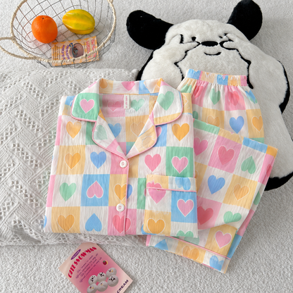 Rainbow Hearts Full Sleeve 2 Piece Night Suit