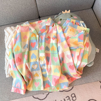 Rainbow Hearts Full Sleeve 2 Piece Night Suit