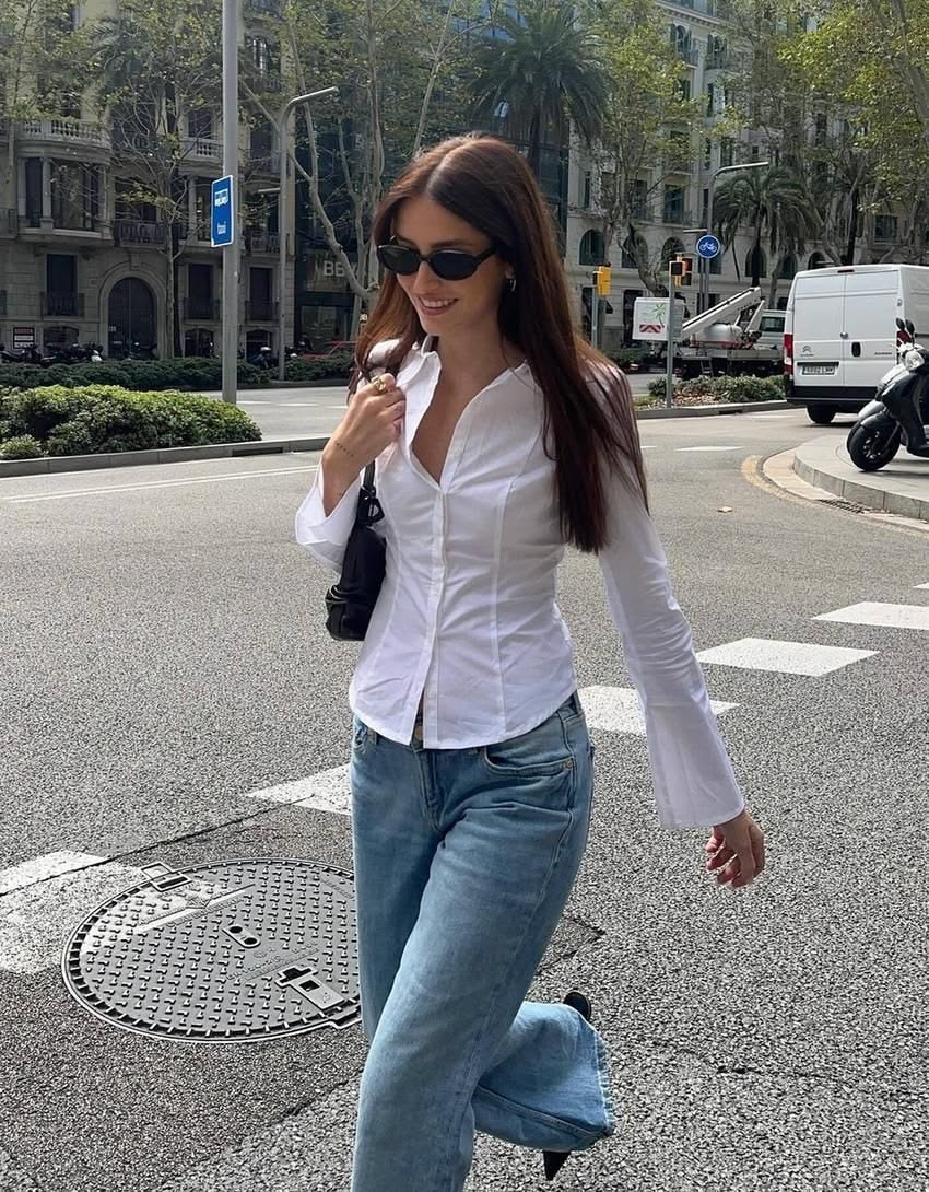Basic White Fitted Corset Back Shirt