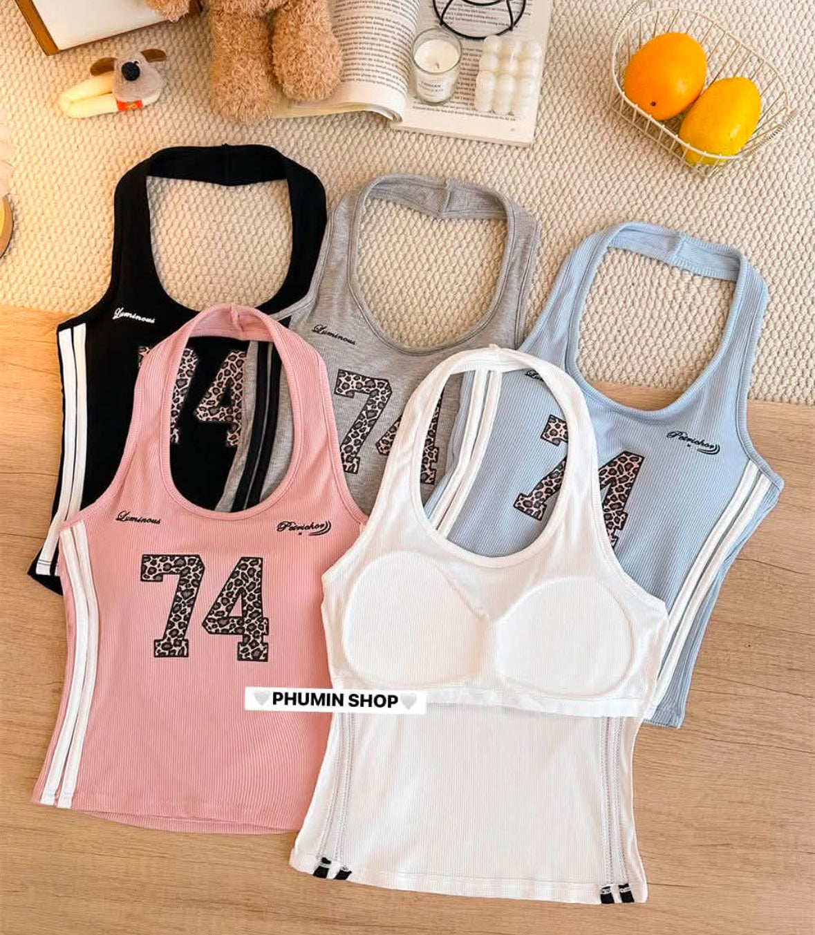 Varsity 74 Halter Neck Built-in Bra Tops