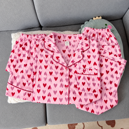 Blush Heart Padded 3 Piece Night Suit