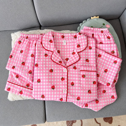 Pink Strawberry Padded 3 Piece Night Suit