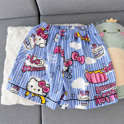 Blue Kitty Striped Padded 3 Piece Night Suit