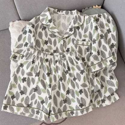 Leafy Meadow Padded 3 Piece Night Suit