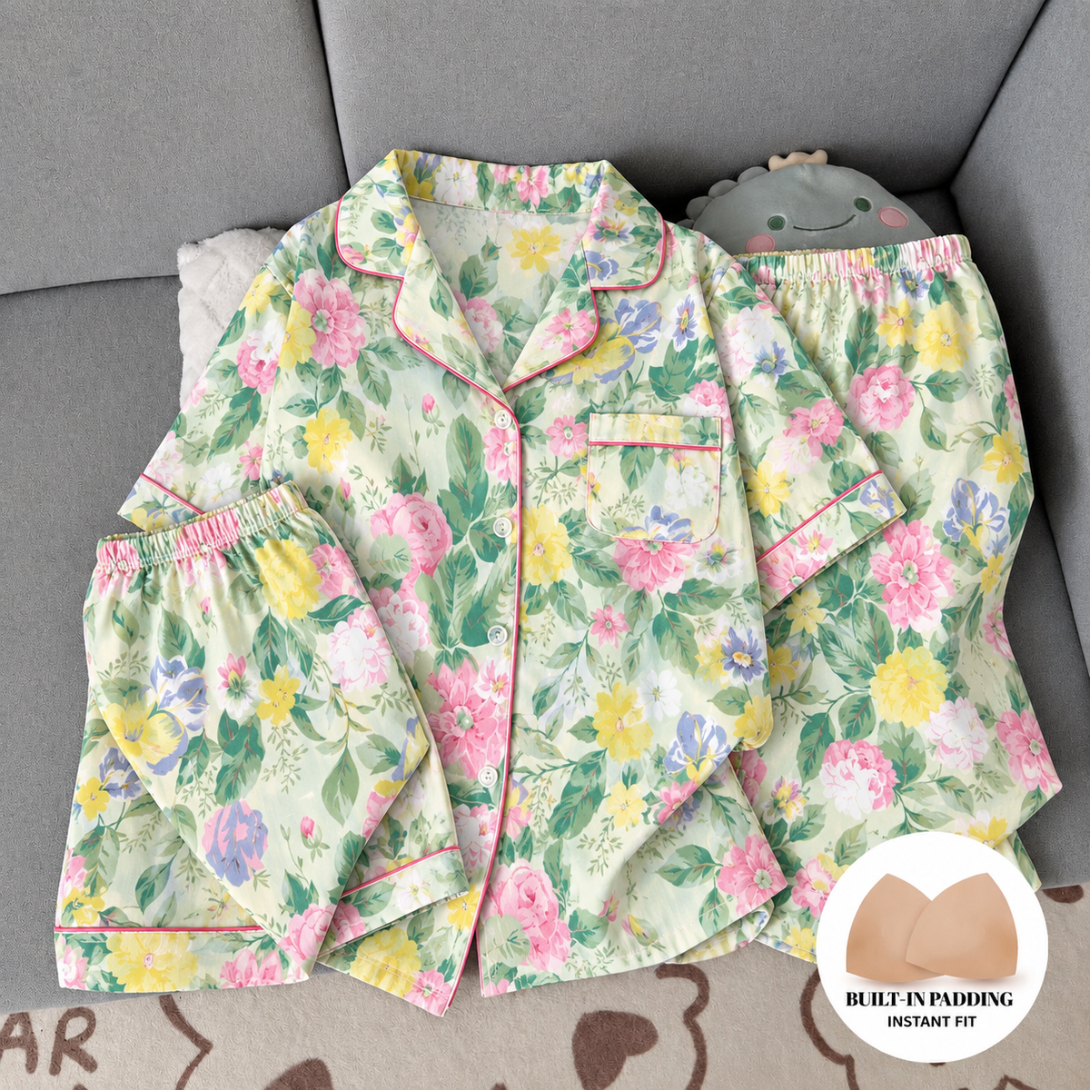 Garden Glow Padded 3 Piece Night Suit