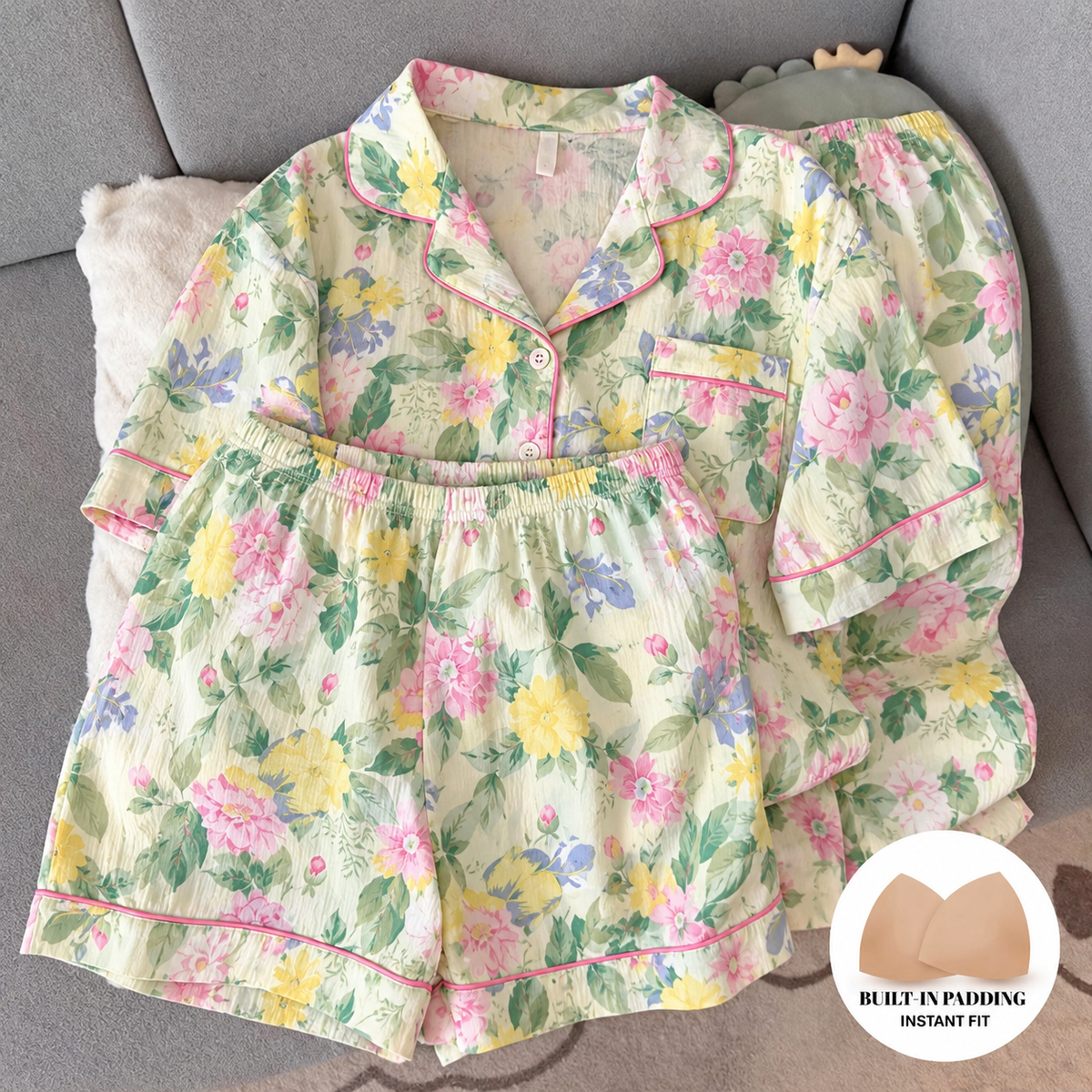 Garden Glow Padded 3 Piece Night Suit