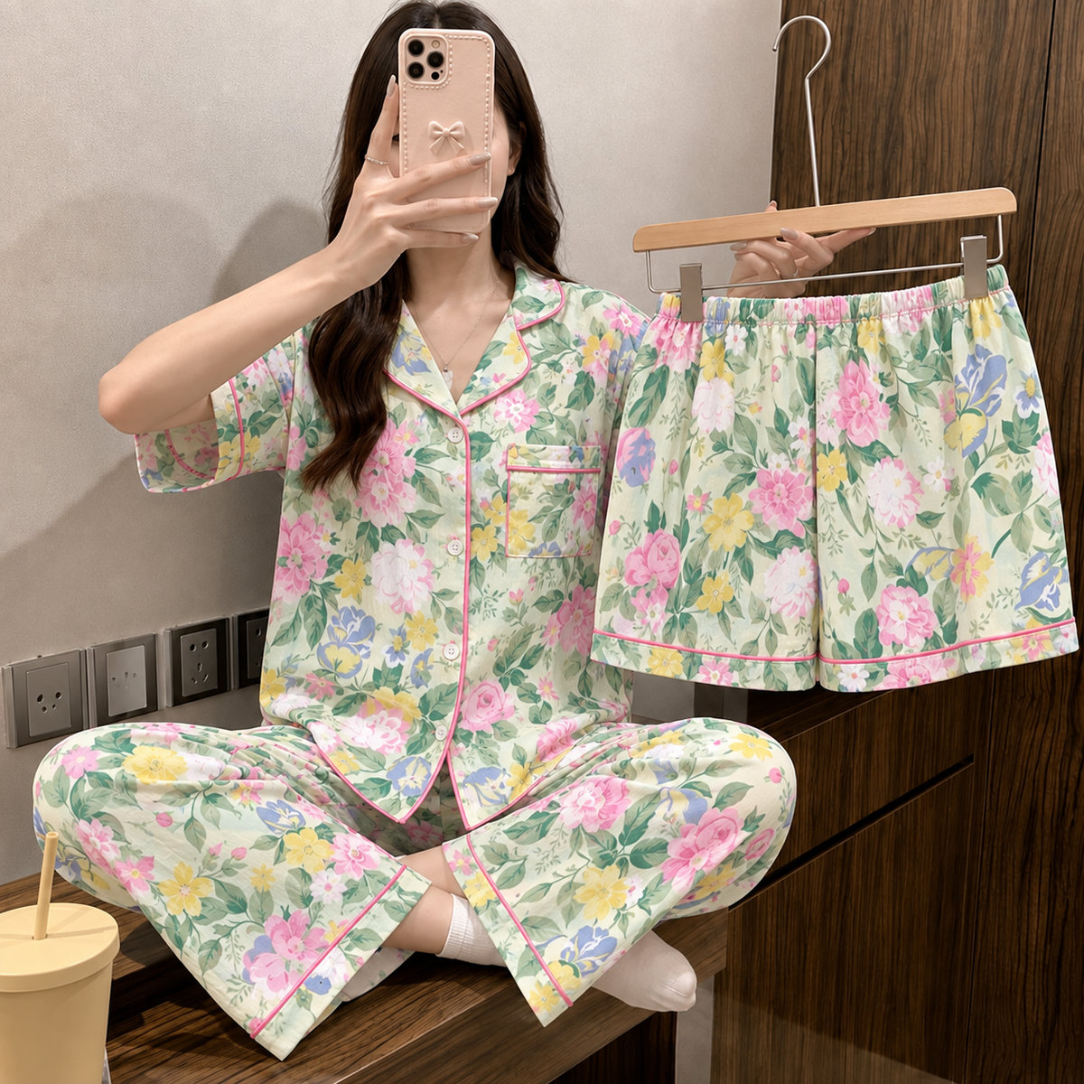 Garden Glow Padded 3 Piece Night Suit