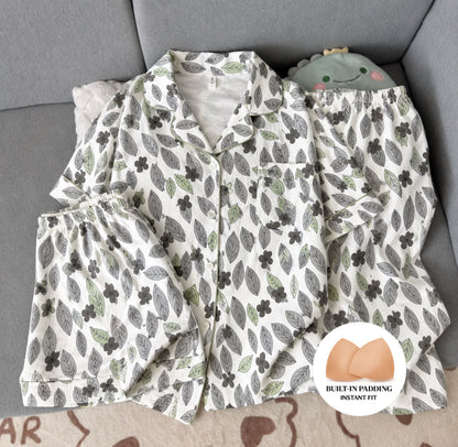 Leafy Meadow Padded 3 Piece Night Suit