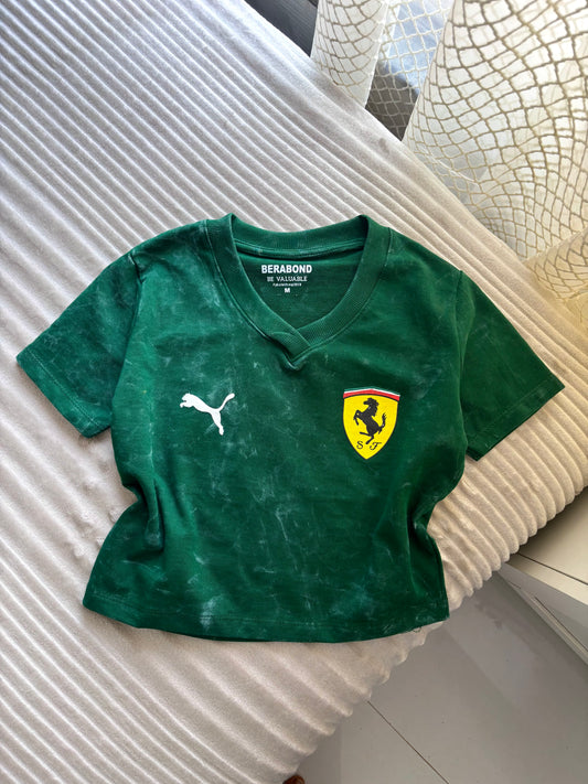 "Ferrari" Acid Wash Crop Tee