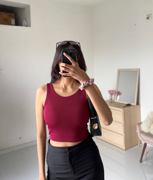 Wine Double Layer Cami Top