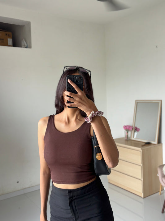 Brown Double Layer Cami Top
