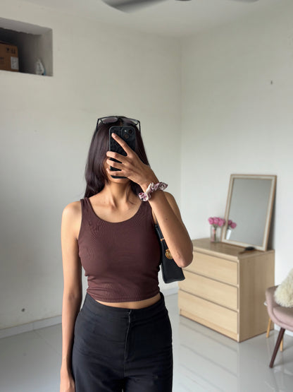 Brown Double Layer Cami Top