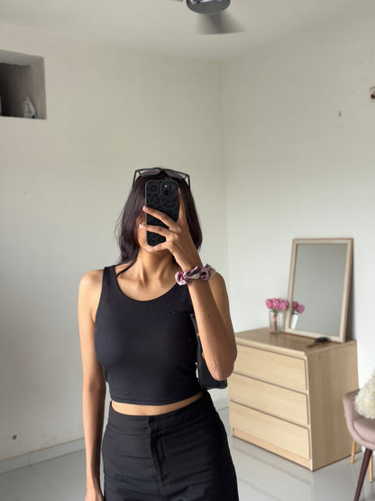 Black Double Layer Cami Top