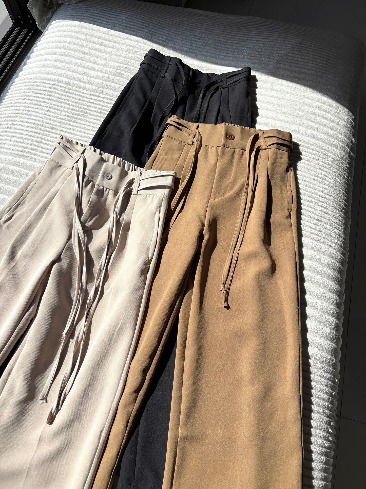 Pleated Wrap-Belt Trousers